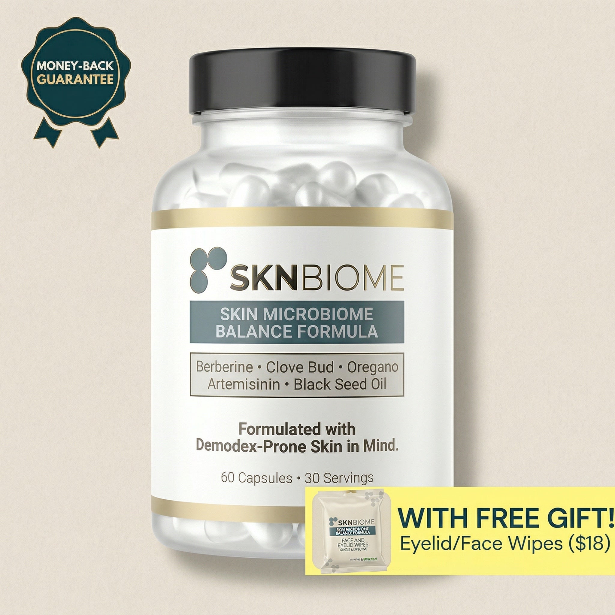 SKNBIOME Skin Microbiome Balance Formula for Demodex-Prone Skin