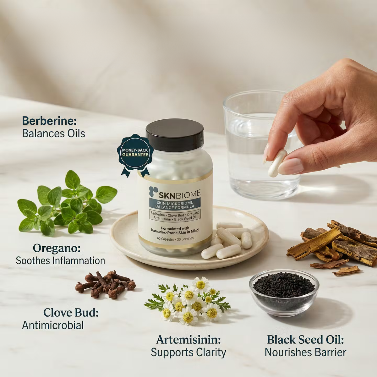SKNBIOME Skin Microbiome Balance Formula for Demodex-Prone Skin