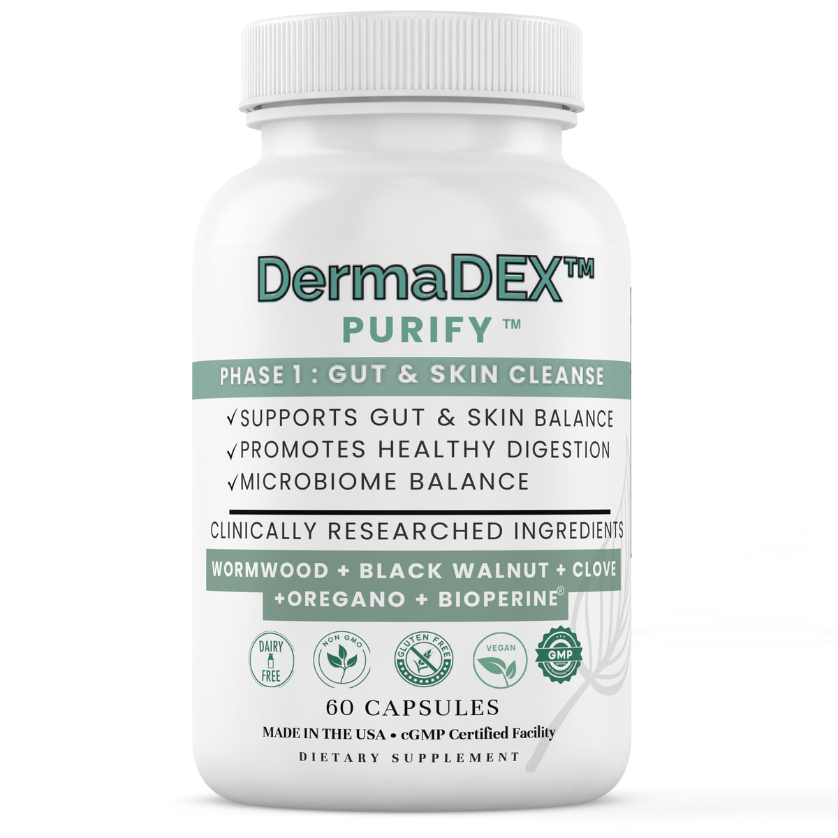 DermaDEX™ – Phase 1 Gut & Skin Cleanse (Black Walnut, Oregano, Clove)