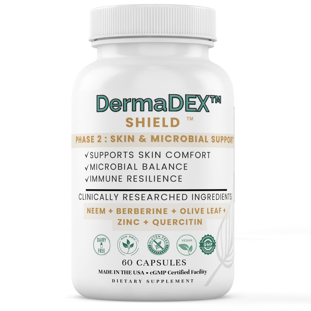DermaDEX™ – Phase 2: Skin & Microbial Support (Berberine, Olive Leaf, Zinc, Quercetin)