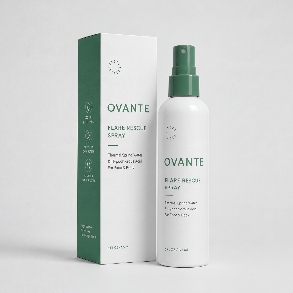 Ovante Flare Rescue Spray | Hypochlorous Acid + Thermal Spring Water for Redness-Prone, Demodex-Prone & Sensitive Skin